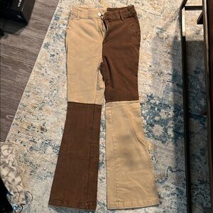 Eesome Brown and Tan Boot Cut Flare Pants